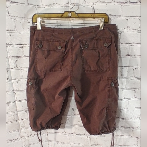 Prana Breathe Womens Cargo Brown Hiking Cinch Organic Cotton Shorts 10 - Picture 2 of 16